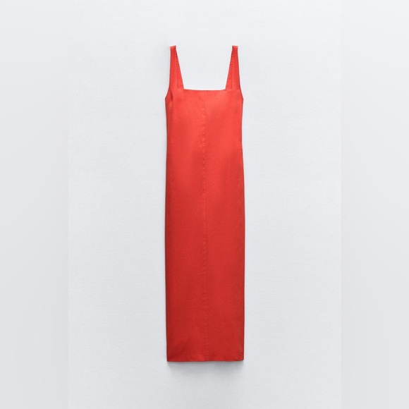 Coral red Zara backless midi dress - Picture 6 of 6